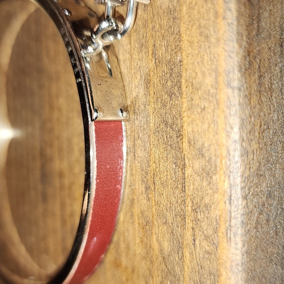 HERMES Burgundy Leather Bangle Bracelet - Picture 7 of 7